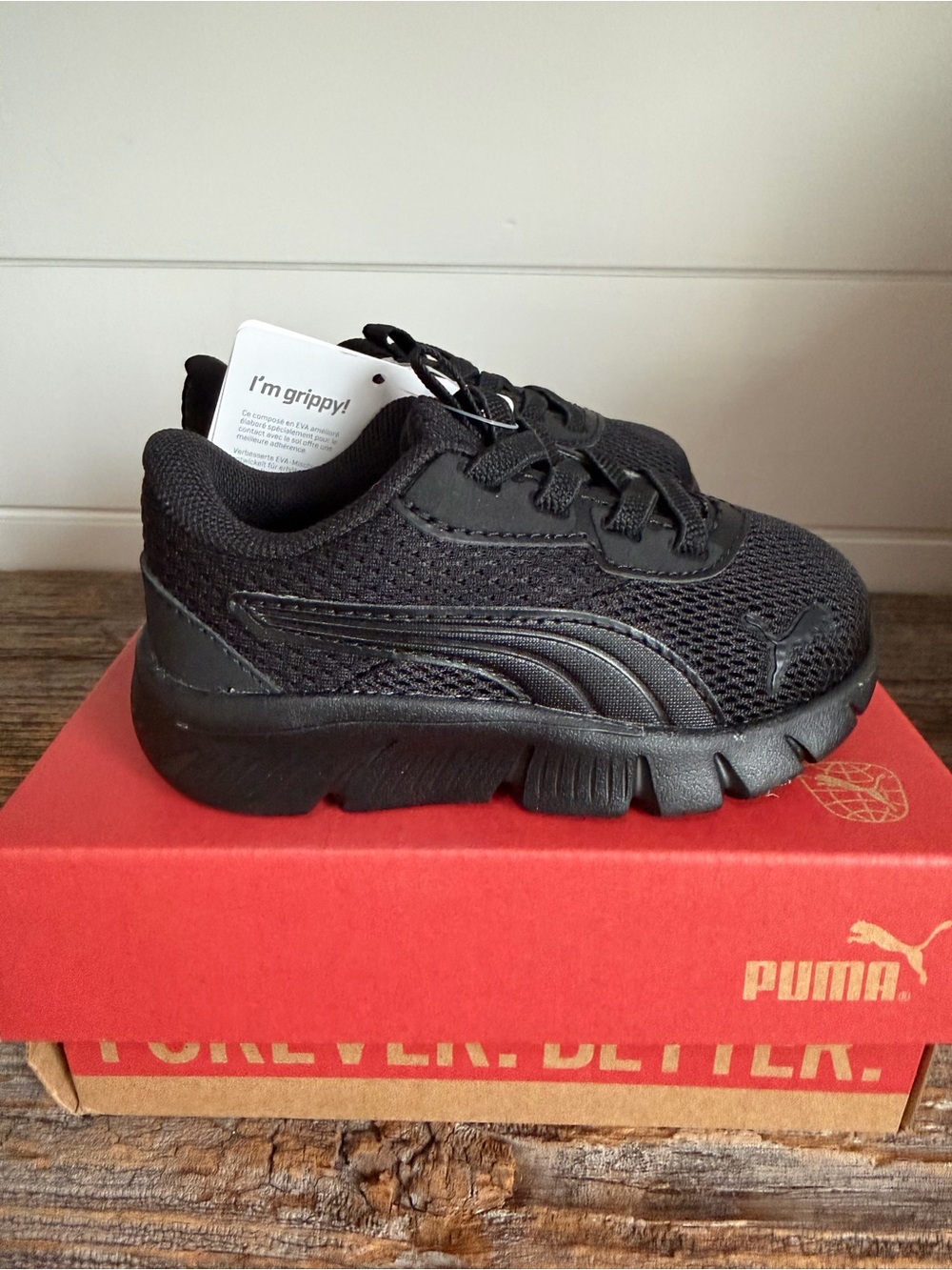 NIB Puma FlexFocus Modern AC Inf Toddler Sneakers All Black Size 5C 312063-06